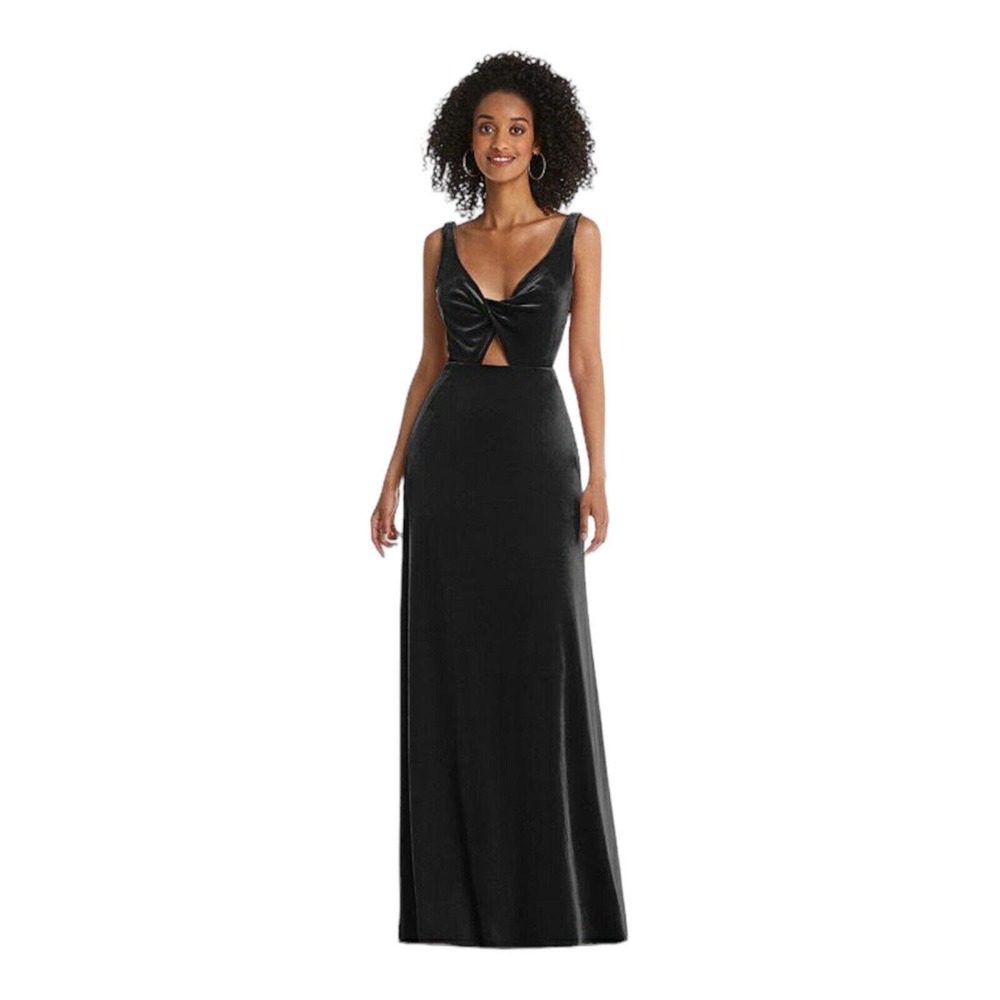 Lovely Twist Front Velvet Cutout Maxi Black‎ Size 2 New